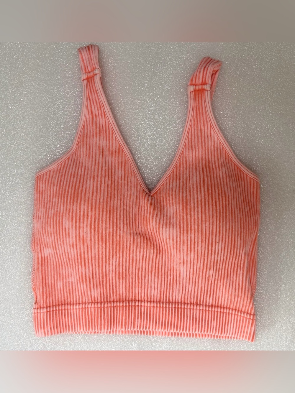 Zenana Coral Ribbed Seamless Crop Top Sports Bra LXL Yoga Pilates Streach Lounge
